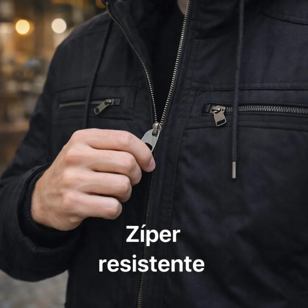 Jaqueta de sarja — zíper resistente e tecido durável para o uso diário